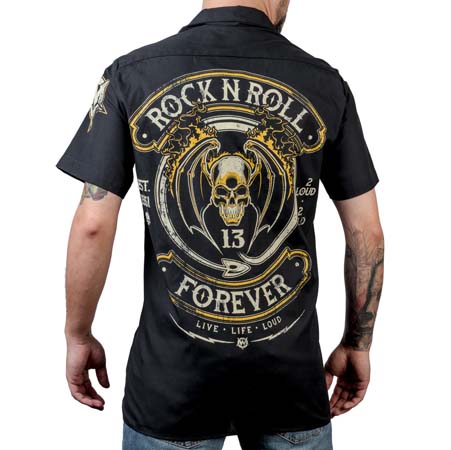 Wornstar Rock N Roll Forever Workshirt Clothing - Click for Larger Image